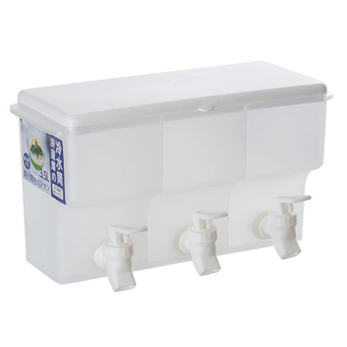 OHEPFD 3.5L Plastic Drink Dispenser with 3 Faucets Beverage Dispenser Juice Lemonade Milk Water Dispenser for Fridge Party Daily Use, White, 30*13*17cm