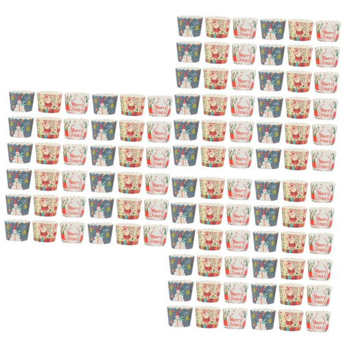 BESTOYARD 450 Pcs Christmas Cake Cups Cupcake Wrappers Christmas Muffin Wrapper Xmas Cupcake Liners Parchment Paper Muffin Tin Cups Christmas Wrapping Paper Cup Making Tool Hard Paper Tray