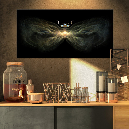 Designart PT8650-32-16 Yellow Fractal Butterfly in Dark-Digital Art Canvas Print-32x16, 32x16 Designart PT8650-32-16 Yellow Fractal Butterfly in Dark-Digital Art Canvas Print-32x16, 32x16