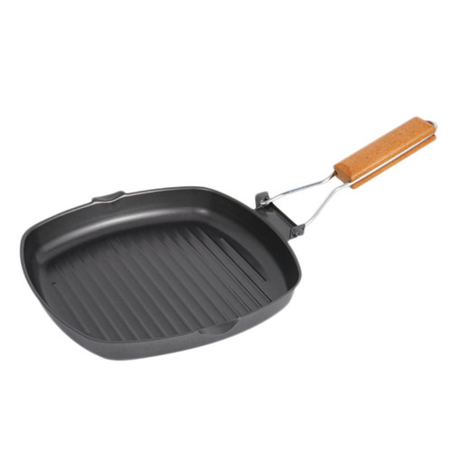 SWOOMEY grill non stick frying pan square frying pan square griddle pan bbq pan portable griddle cast iron griddle cast iron cooking pan cast iron pan Wooden roast steak induction