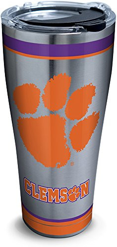 Tervis 1297937 NCAA Clemson Tigers Tradition Stainless Steel Tumbler, 30 oz, Silver