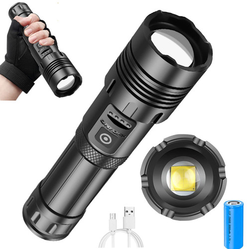 USLEAN Mattibom Flashlight, Flashlights High Lumens Rechargeable, 90000 Lumen Flashlight, Camelliator Flashlight, Most Powerful Flashlight (Short)