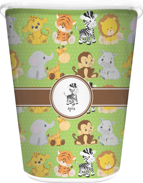 RNK Shops Personalized Safari Waste Basket - Double Sided (White)