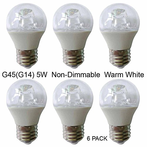 lagpousi 5W G14?G45? E26 LED Bulbs, 40W Incandescent Bulb Equivalent, Non-Dimmable, 400lm, Warm White, 2700K,360° Beam Angle, LED Light Bulbs, FCC Listed, Pack of 6 Units