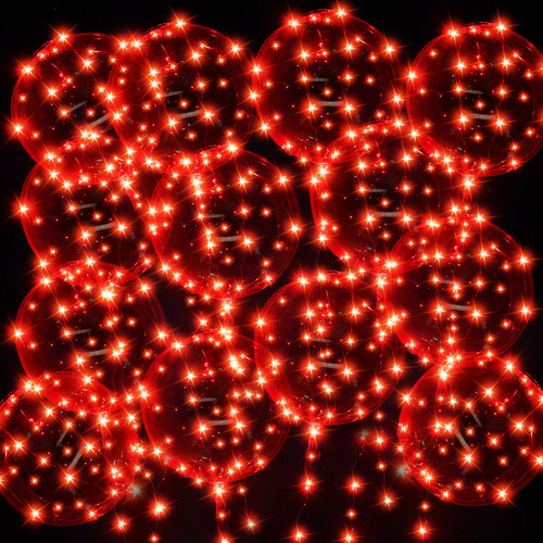 Poen 40 Pcs 24'' Bobo LED Balloons with 40 Pcs String Lights Red Transparent Light up Balloons Clear Bobo Balloons with Lights Glow Balloons for Halloween Birthday Wedding Anniversary Party Supplies