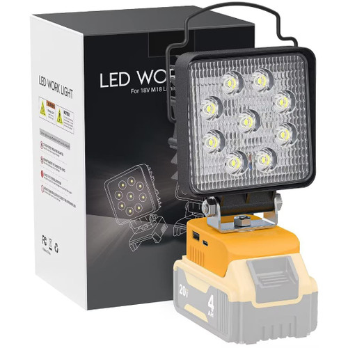 LIVOWALNY Cordless LED Work Light for Dewalt 20v Battery, Flashlight 20V for Dewalt Light 30W 3000LM, 20V Max LED Work Light, LED Flood Work Light with USB and Type-C Charging Port