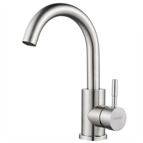 Kohonby Wet Bar Sink Faucet Single Hole, Brushed Nickel Single Handle Faucet for Kitchen or Bathroom Sink, Modern Stainless Steel Prep Sink Faucet Commercial rv Sink Faucet Laundry Sink Faucet