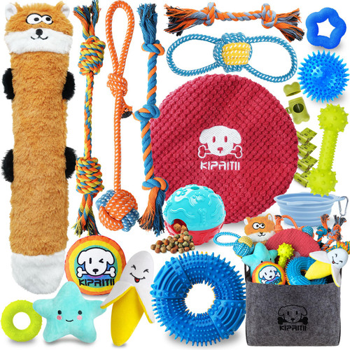 KIPRITII Puppy Toys for Dog Teething -23 Pack Various Puppy Dog Chew Toys with Rope Toys, Dog Treat Balls & Dog Squeaky Toy for Puppy and Small Dogs KIPRITII Puppy Toys for Dog Teething -23 Pack Various Puppy Dog Chew Toys with Rope Toys, Dog Treat Balls & Dog Squeaky Toy for Puppy and Small Dogs