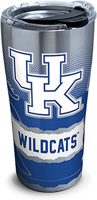 Tervis 1266054 Kentucky Wildcats Knockout Stainless Steel Tumbler with Clear and Black Hammer Lid 20oz, Silver