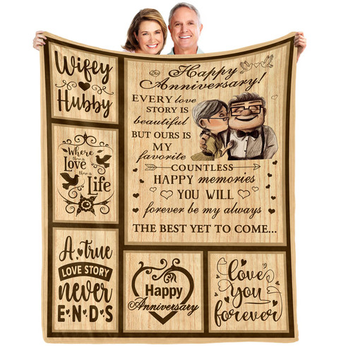 AKLSNDLKA Wedding Anniversary Blanket Gifts for Her Him Gift for Wife Husband Happy Anniversary Marriage Gift for Couple Mom Dad Parents Romantic Anniversary for Girlfriend Boyfriend Hubby Wifey