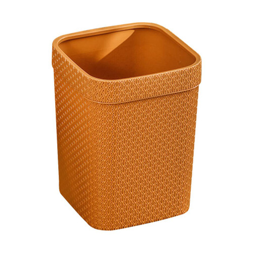 LIFKOME Waste Paper Basket Trash Can Rattan Round Waste Basket Woven Without Lid Waste Paper Bin Basket Garbage Bin for Kitchen Bedroom Orange Office Trash Bin