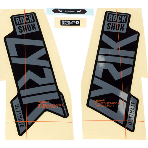 RockShox Fork Decal Kit - Lyrik Ultimate, 27.5"/29", Gloss Polar Foil/High Gloss Black