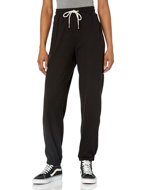 Volcom Women's Regular Lived in Lounge Fleece Sweatpant, Black White 1, Small