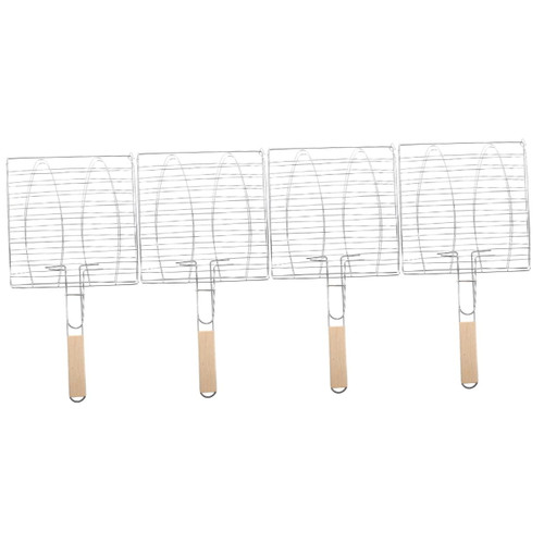 Yardwe 4pcs Bbq Net Barbecue Fish Basket Barbecue Grills Pan Bbq Fish Rack Grill Basket Roasting Rack Bbq Vegetable Basket Outdoor Grill Beef Grilling Basket Iron Grilled Net Portable