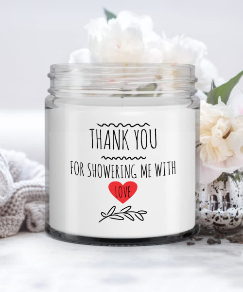 B.A.I. Thank You for Showering Me with Love Candle, Shower Hostess Gift, Thank You CandleG B.A.I. Thank You for Showering Me with Love Candle, Shower Hostess Gift, Thank You CandleG