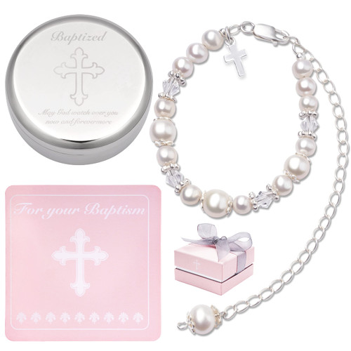 Tryuunion Baptism Bracelet in Sterling Silver and Cultured Pearls for Baby Girls, with Silver-plated Jewelry Keepsake Box,Great Catholic Christening and Baptism Gifts for Girl (Baptism-Girl) Tryuunion Baptism Bracelet in Sterling Silver and Cultured Pearls for Baby Girls, with Silver-plated Jewelry Keepsake Box,Great Catholic Christening and Baptism Gifts for Girl (Baptism-Girl)