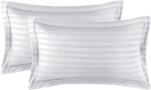 King Pillow Shams Set of 2 White Striped Pillow Shams King 20X36 Pillow Covers 100% Egyptian Cotton 600 Thread Count Hotel Class Bedding Cushion Cover Decorative King Size Bed Pillow Shams Set