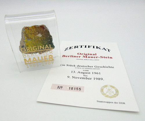 Berlin souvenirs Original Piece of the Berlin Wall - Authentic Souvenir from the Real Wall in Germany Mounted in Acrylic Display (3 in x 3 in Medium)