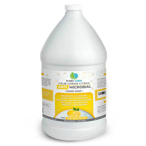Plainly Earth Antimicrobial Liquid Hand Soap - Antibacterial Soap Refill - Hand Soap Refill Bottle - Cruelty Free Moisturizing Soap, Calm Lemon Citrus, 1 US Gallon
