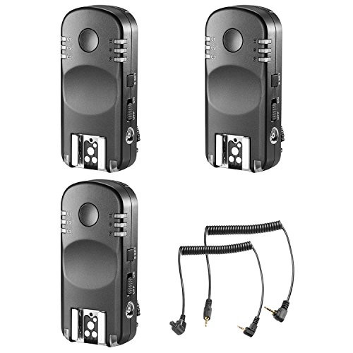 Neewer 3-Pack 2.4GHz 7-Channel Wireless Remote Flash Trigger Transceivers with C1 and C3 Shutter Cable for Canon 1D Mark II III IV 5D Mark II III IV 1100D 1000D 700D 650D 600D 500D 450D 100D 60D