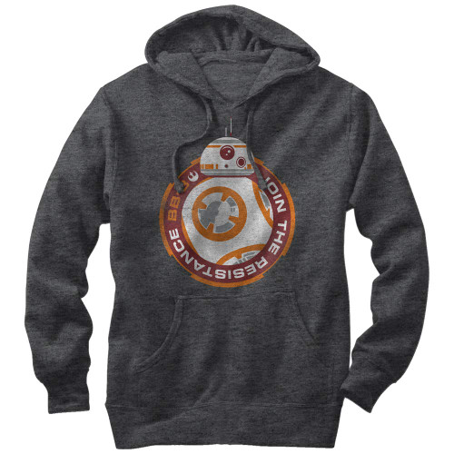 Men's Star Wars The Force Awakens BB-8 Join the Resistance Pull Over Hoodie - Charcoal Heather - X Large