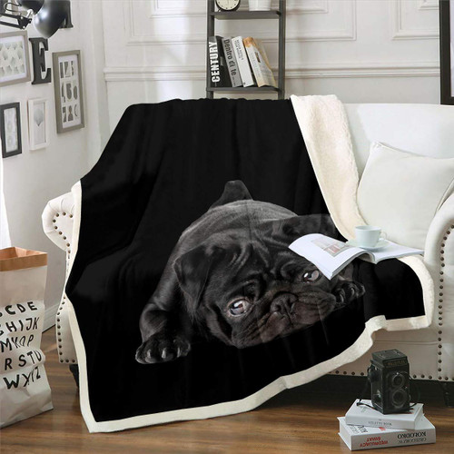 Dog Printed Sherpa Blanket Cute Pug Dog Fleece Throw Blanket 3D Animal Theme Plush Blanket for Sofa Bed Couch Room Decor Lovely Pet Dog Pattern Fuzzy Blanket Black Throw 50"x60" Dog Printed Sherpa Blanket Cute Pug Dog Fleece Throw Blanket 3D Animal Theme Plush Blanket for Sofa Bed Couch Room Decor Lovely Pet Dog Pattern Fuzzy Blanket Black Throw 50"x60"