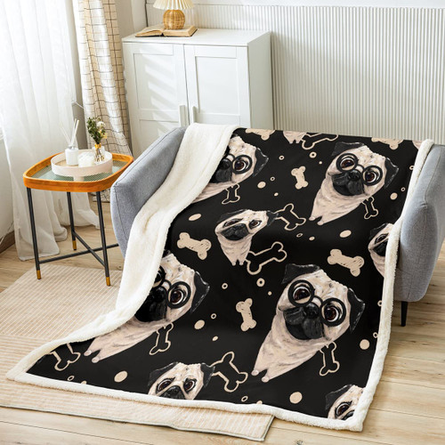 Dog Animal Blanket Throw 50x60 Lovely Pet Pug Sherpa Blanket Sofa Bed Living Room,Cartoon Bone Graffiti Flannel Blanket Soft Plush Throw Children Throw Dog Animal Blanket Throw 50x60 Lovely Pet Pug Sherpa Blanket Sofa Bed Living Room,Cartoon Bone Graffiti Flannel Blanket Soft Plush Throw Children Throw