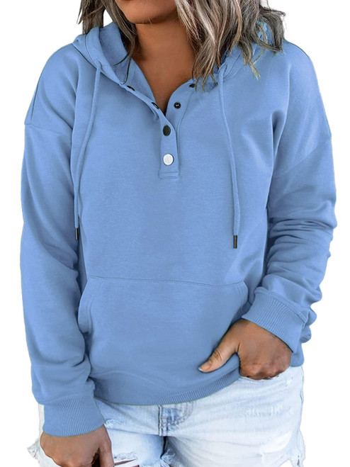 VISLILY Plus Size Sweatshirts for Women 3X Casual Hoodies Loose Fit Tops Blue 22W