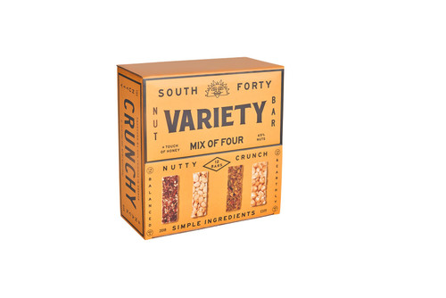 South 40 Snacks Mix of 4 Premium Nut Bars, Extra Crunchy and Simple Nut Snack Bar, Nuts and Honey, Healthy Sweet Nut Clusters, Individually Wrapped Mediterranean Snacks, Natural Protein (40g Bar, Pack of 12)