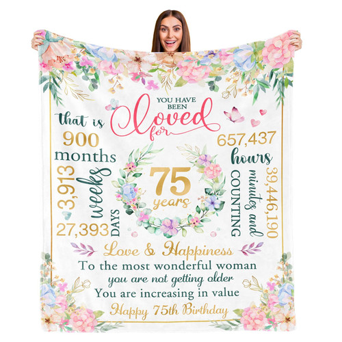 75th Birthday Gifts for Women, 75th Birthday Decorations, Gifts for 75th Birthday, Happy 75th Birthday Gifts, Best 75th Birthday Gift Ideas, 1948 75 Year Old Gifts for Mom Grandma Blanket 60" X 50"