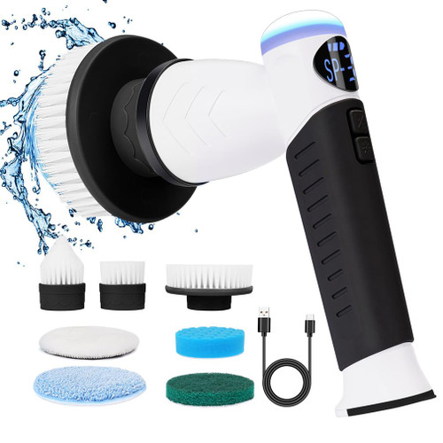Electric Spin Scrubber - Rechargeable Bathroom Scrubber Cordless Shower Scrubber with 7 Replaceable Cleaning Brush Heads, 3 Adjustable Speeds,Power Scrubber for Cleaning Tub/Tile/Sink/Floor/Window Electric Spin Scrubber - Rechargeable Bathroom Scrubber Cordless Shower Scrubber with 7 Replaceable Cleaning Brush Heads, 3 Adjustable Speeds,Power Scrubber for Cleaning Tub/Tile/Sink/Floor/Window