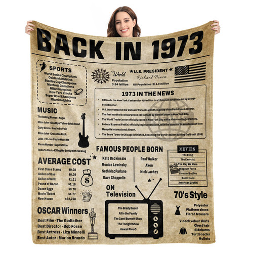 50th Birthday Gifts for Women Men Blanket,50th Birthday Decorations Women Men,50 Birthday Gifts for Women,50th Birthday Gift Ideas,50 Year Old Gifts for Women,Vintage Back in 1973,Throw Blanket60 x50 50th Birthday Gifts for Women Men Blanket,50th Birthday Decorations Women Men,50 Birthday Gifts for Women,50th Birthday Gift Ideas,50 Year Old Gifts for Women,Vintage Back in 1973,Throw Blanket60 x50