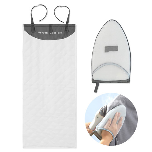 DSVENROLY Over The Door Press Pad, Vertical Over Door Clothes Steamer Pad with Steamer Glove, Heat Resistant Clothing Care Steam Pad for Handheld Steamer, 19.7 x 45.3 inches (Grey/White) DSVENROLY Over The Door Press Pad, Vertical Over Door Clothes Steamer Pad with Steamer Glove, Heat Resistant Clothing Care Steam Pad for Handheld Steamer, 19.7 x 45.3 inches (Grey/White)