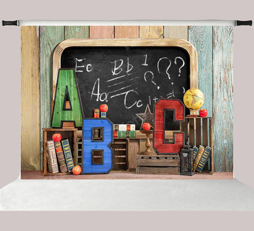 Kate 7x5ft Welcome to School Photo Backdrops Classroom Colorful Wood Wall Blackboard ABC Letter Photography Background Classmate Students Kids Backdrop for Shooting