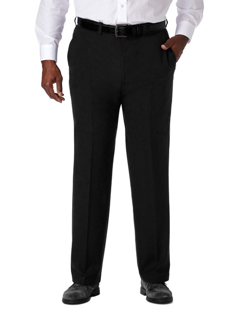 Haggar Men's Cool 18 Pro Classic Fit Flat Front Pant - Regular and Big & Tall Sizes, Black, 34W x 31L