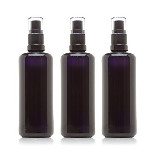 Infinity Jars 100 Ml (3.4 fl oz) Black Ultraviolet Glass Fine Mist Spray Bottle 3-Pack