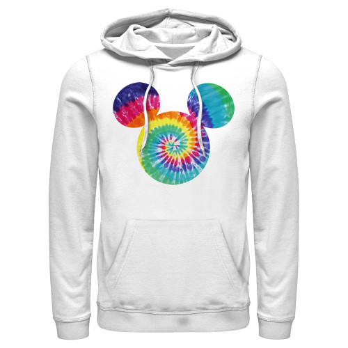 Disney Classic Mickey Tie Dye Fill Mens Pullover Hoodie, White, XX-Large