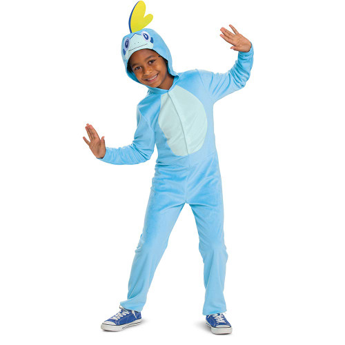 Sobble Pokemon Kids Costume, Official Pokemon Hooded Jumpsuit with Fin, Classic Size Extra Large (14-16) Multicolored