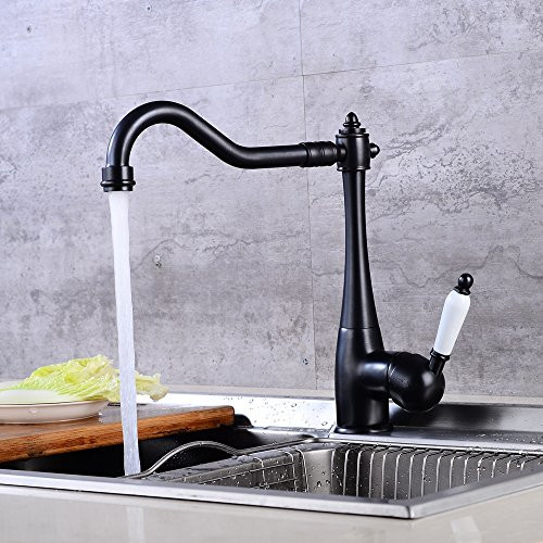 Single Lever Kitchen Sink Faucet Single Handle Solid Brass Kitchen Faucet Brushed Nickel (Oil Rubble Bronze)