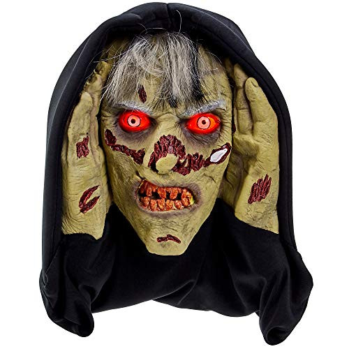 Scary Peeper Terrifying Zombie  Halloween Animated Decoration Prank with Creepy Face, Glowing Red Led Eyes  Funny Motion Activated Gag Prop for Haunted House
