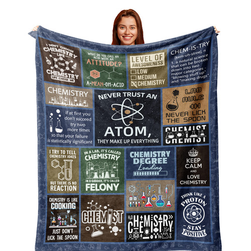 Zolumy Chemistry Gifts, Chemistry Teacher Gift, Best Chemistry Gifts for Students, Chemist Gift for Women/Men, Gift for Chemisrty Lover, Chemisrty Lover Birthday, Science Gift Blanket 60X50in