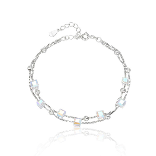 Austrian Crystal Bracelet for Women, 925 Sterling Silver Dainty Adjustable Link Bracelet, Christmas Birthday Anniversary Jewelry Gifts for Woman Girlfriend Mother Mom Wife Her Austrian Crystal Bracelet for Women, 925 Sterling Silver Dainty Adjustable Link Bracelet, Christmas Birthday Anniversary Jewelry Gifts for Woman Girlfriend Mother Mom Wife Her