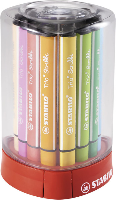 STABILO Triangular Fiber-Tip Pen Trio Scribbi - Deskset of 12 - Assorted Colors