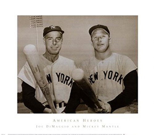 American Hero's Joe Dimaggio & Mickey Mantle Poster Print (30 x 26)