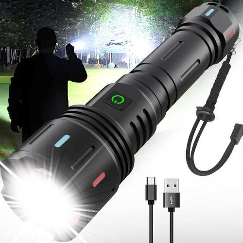 Rechargeable Flashlights High Lumens MAX 150000 Lumen,Super Bright LED Flashlight,High Powered Brightest Flashlight for Emergencies/Camping Gear,Zoomable,Waterproof,5 Modes,USB Handheld Flash Light Rechargeable Flashlights High Lumens MAX 150000 Lumen,Super Bright LED Flashlight,High Powered Brightest Flashlight for Emergencies/Camping Gear,Zoomable,Waterproof,5 Modes,USB Handheld Flash Light
