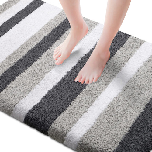 KMAT Luxury Bathroom Rugs Bath Mat,32X47 Inch, Non-Slip Fluffy Soft Plush Microfiber Shower Carpet Rug, Machine Washable Quick Dry Ultra Shaggy Bath Mats for Tub, Bathroom and Shower, White-Grey KMAT Luxury Bathroom Rugs Bath Mat,32X47 Inch, Non-Slip Fluffy Soft Plush Microfiber Shower Carpet Rug, Machine Washable Quick Dry Ultra Shaggy Bath Mats for Tub, Bathroom and Shower, White-Grey