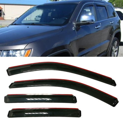 in-Channel Style Smoke Window Sun Rain Visors Vent Guard Shade Compatible with Jeep Grand Cherokee 2011-2021
