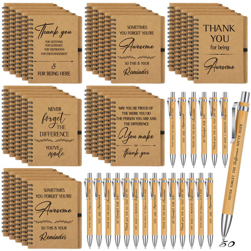 Glenmal 60 Pcs Thank You Gift Set Include Spiral Inspirational Notebooks Retractable Motivational Pens Employee Appreciation Gift Bulk Ruled Kraft Notebook Bamboo Thank You Pen for Teacher Coworker Glenmal 60 Pcs Thank You Gift Set Include Spiral Inspirational Notebooks Retractable Motivational Pens Employee Appreciation Gift Bulk Ruled Kraft Notebook Bamboo Thank You Pen for Teacher Coworker