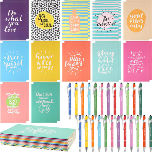 Cholemy 48 Pcs Inspirational Notebooks Motivational Pens Thank You Gifts Bulk Wood Bamboo Pens and A5 Kraft Notebooks Employee Appreciation Gift for Employee Coworker (Multicolor,Stylish Style) Cholemy 48 Pcs Inspirational Notebooks Motivational Pens Thank You Gifts Bulk Wood Bamboo Pens and A5 Kraft Notebooks Employee Appreciation Gift for Employee Coworker (Multicolor,Stylish Style)