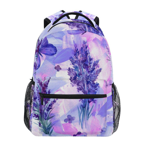 ALAZA Purple Lavender Butterfly Flower Backpacks for Girls Boys School Backpack Kids Bookbag 3rd 4th 5th Grade Elementary Travel Laptop Shoulder Bag Students Daypacks